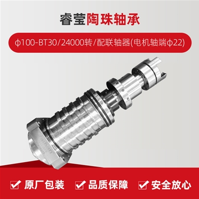 睿瑩/陶珠軸承/φ100-BT30/24000轉(zhuǎn)/配聯(lián)軸器(電機(jī)軸端φ22)/拉桿加長1.5MM